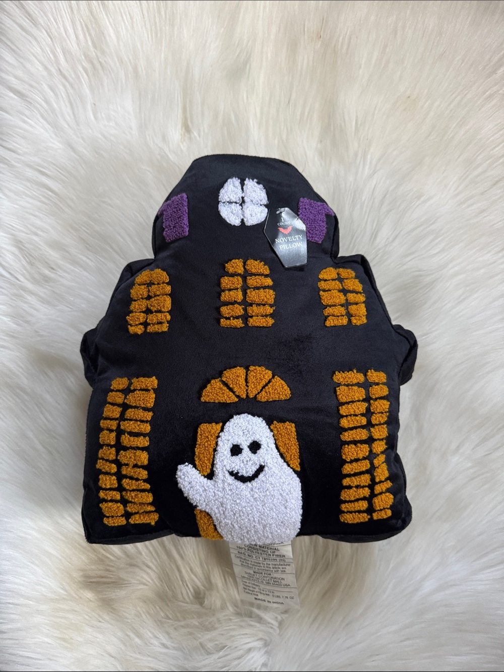 Target Bullseye Haunted House Ghost Throw Pillow Black Orange NWT